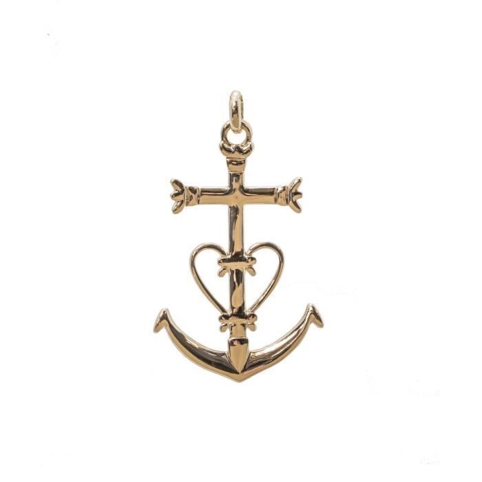 croix camarguaise en plaqué or véritable - pendentif de camargue grand modèle croix camarguaise en plaqué or véritable - pendentif de camargue grand modèle