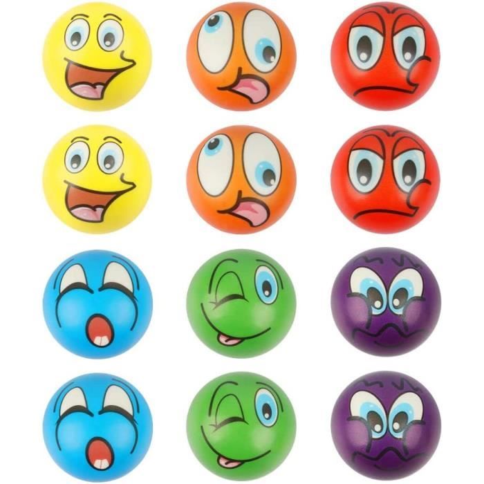 Balles Anti-Stress Emoji - Paquet de 12 - Pour Enfants et Adultes