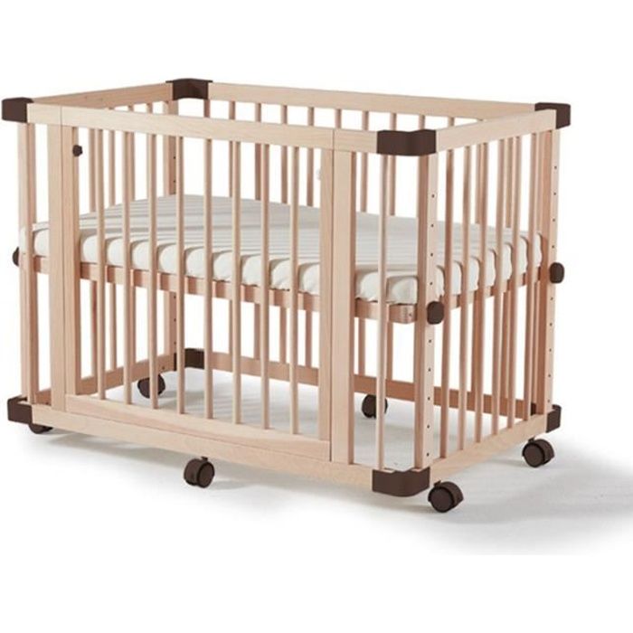 Lit Bebe Multifonctionnel En Pin Couleur Bois Naturel Berceau Reglable En Hauteur Et Mobile 105x70 Cm Cdiscount Puericulture Eveil Bebe