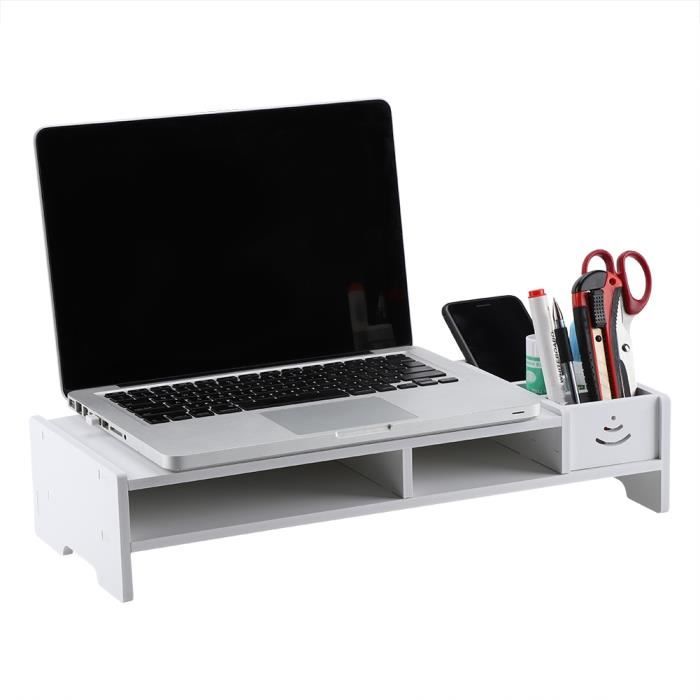 Support De Moniteur Rehausseur Ecran D Ordinateur Support De Pc Bureau Table Portable Etagere Balnc 48cm Tam Achat Vente Support De Moniteur Cdiscount