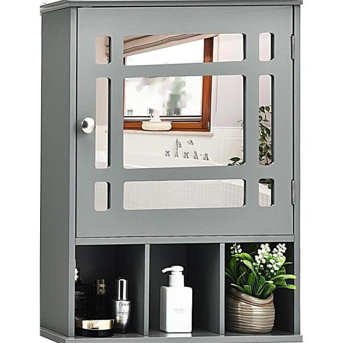 TANGKULAEU Armoire de Salle de Bains avec Miroir, 3 Étagère de