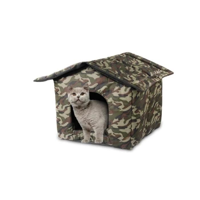 Niche Extérieure Isolée Pour Chat - Tissu Oxford Imperméable, Taille S (33x33x33 Cm)