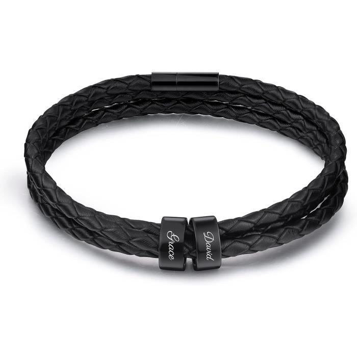 Jessemade Bracelet Cuir Homme Prenom Bracelet Jessemade Pour Papa