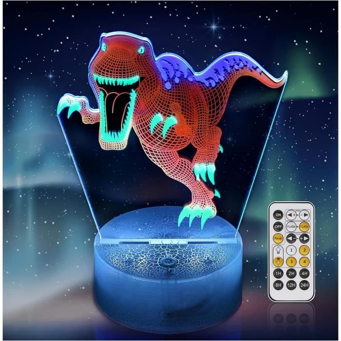 Veilleuse Dinosaure 3D Illusion Lampe Tricolore Avec Télécommande Et Smart  Touch Pour Garçon Dinosaure Lampe De Chevet Pour D[a2609] - Cdiscount  Puériculture & Eveil bébé