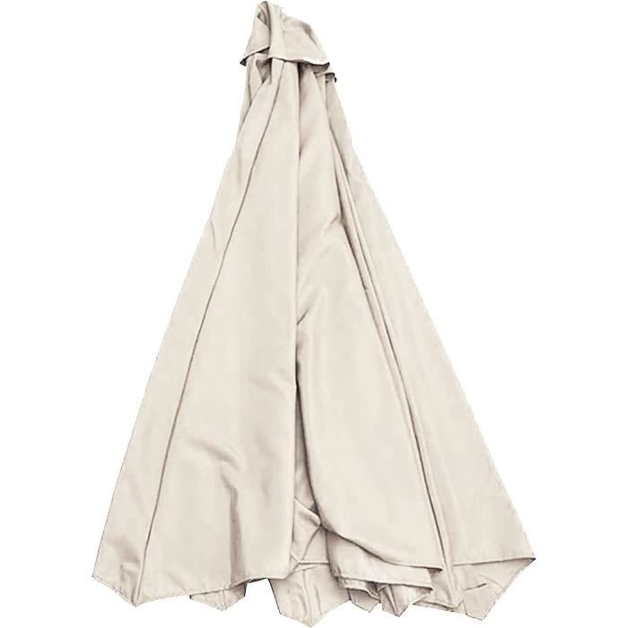 Toile De Remplacement Pour Parasol Double 4,6m – Tissu Polyester Imperméable Beige, Compatible Parasols 12 Baleines - 3