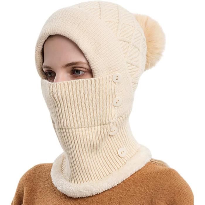 Cagoule Polaire Hiver Femme - Bonnet + Tour De Cou + Visière 3 En 1, Doublure Peluche, Taille Unique