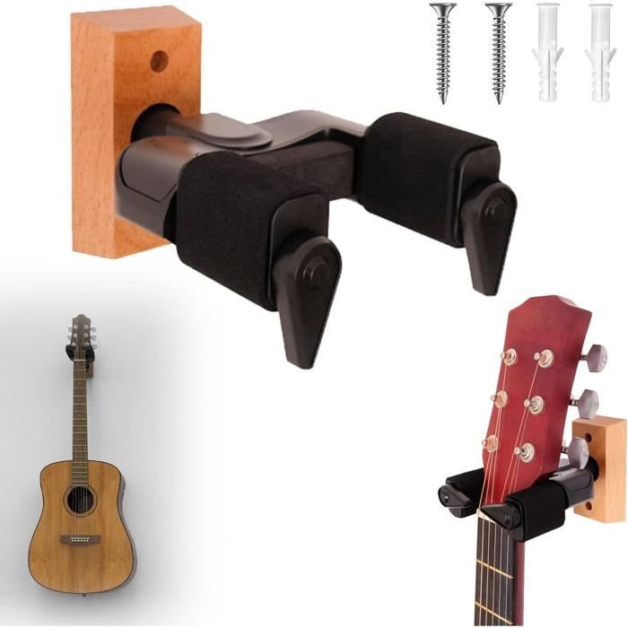 Support Mural Pour Guitare - Universel Pour Guitare Acoustique, Classique, Électrique, Basse Et Ukulélé - Noir