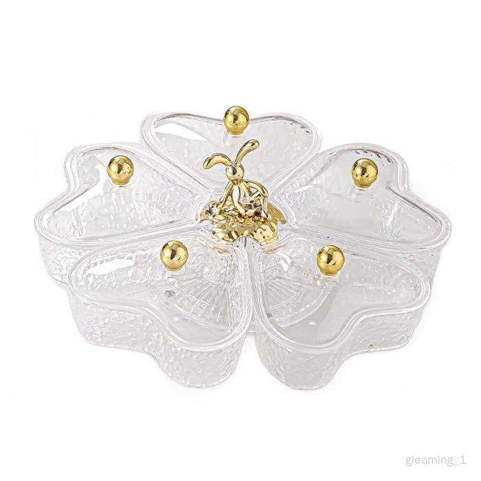 SacJkt Lot De 4 Plateaux Service Cœur 4 Compartiments - Assiettes Collation Transparentes