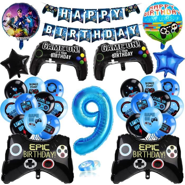 Déco Anniversaire Gamer 8 Ans – Ballons Et Bannière Pour Fête Enfant, Thème Jeu Vidéo – Kit Complet Avec Ballons Foil Et Latex
