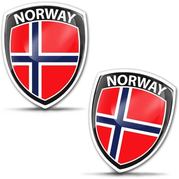 2 x 3D Gel Autocollants Drapeau de Norvège Norvégien pour Voiture Vélo Moto Tuning F 100.[Z1318]