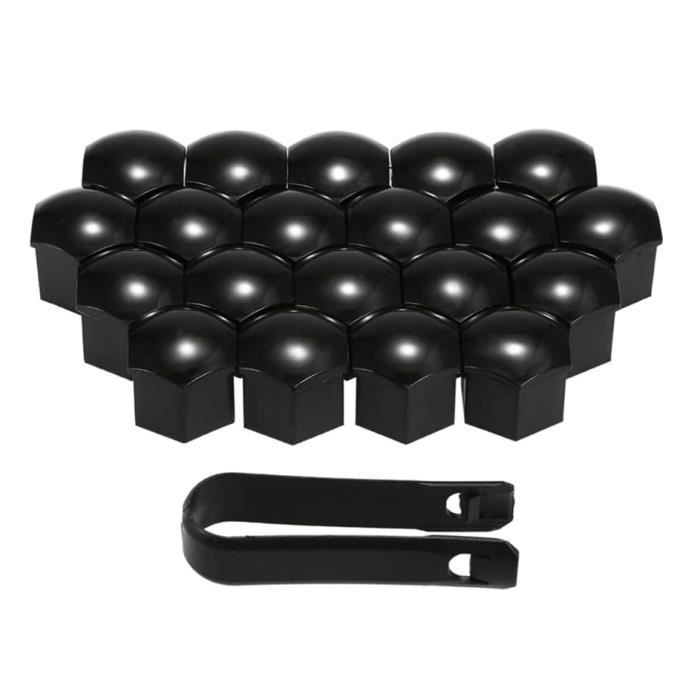 DEANKEJI 40 Pièces Cache Ecrou 17mm Noir Et Argent + 2 Extracteurs - Capuchons Roue Voiture