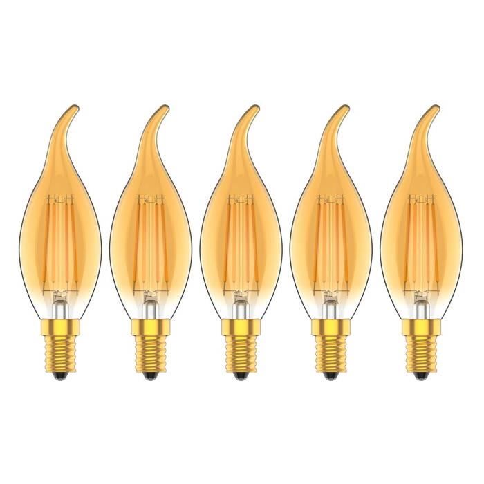 Lot de 5 Dimmable 4W Ampoule a Filament Vintage E14 LED Blanc Chaud 2700K 30W Ampoules à incandescence équivalent 300LM AC 220V