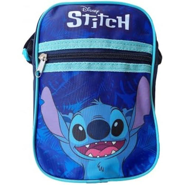 Sacoche Bandoulière - Disney - Stitch - Bleu - 21 x 15 x 55 cm - Zippée
