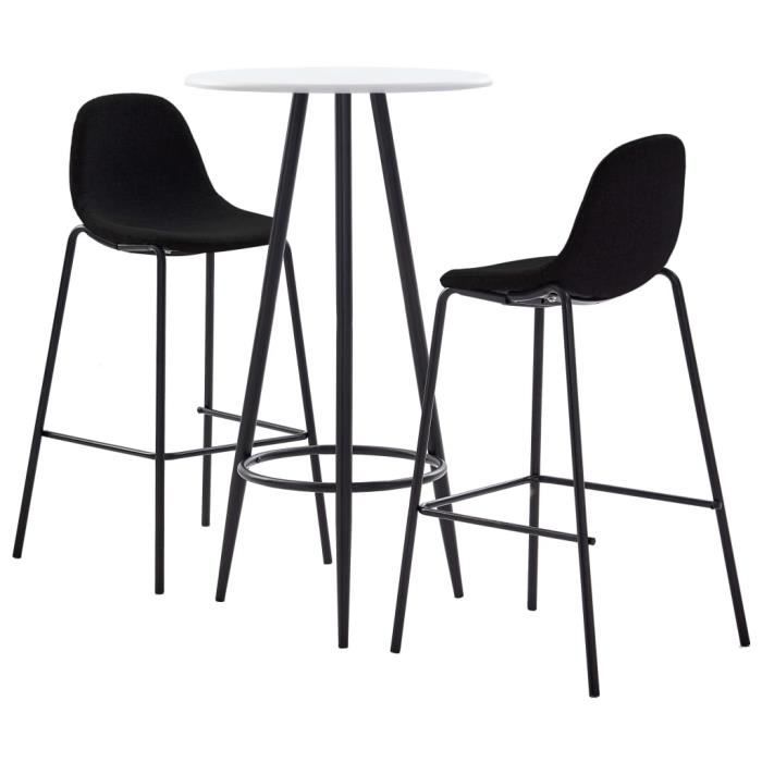 ensemble de bar bel - table de bar blanc - chaises de bar noir - avec repose-pied - lot de 2