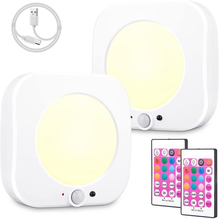 Plafonnier LED à Détecteur De Mouvement Sans Fil - Rechargeable USB 7000mAh - 3 Couleurs & 5 Intensités - Pour WC, Cave, Garage - 7