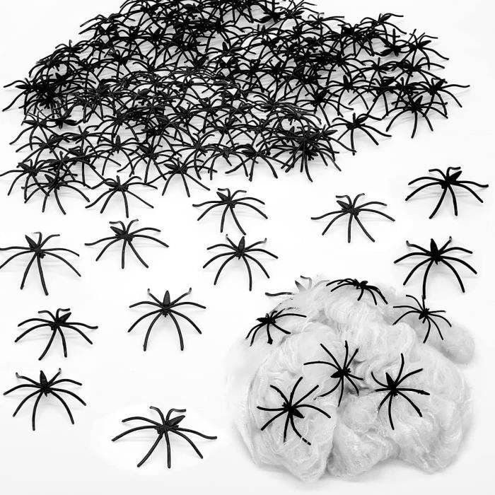 Amaxiu Lot de 2 figurines d'araignées géantes réalistes en plastique - Faux animaux effrayants réalistes pour Halloween - Porche - Maison hantée - Accessoires de fête