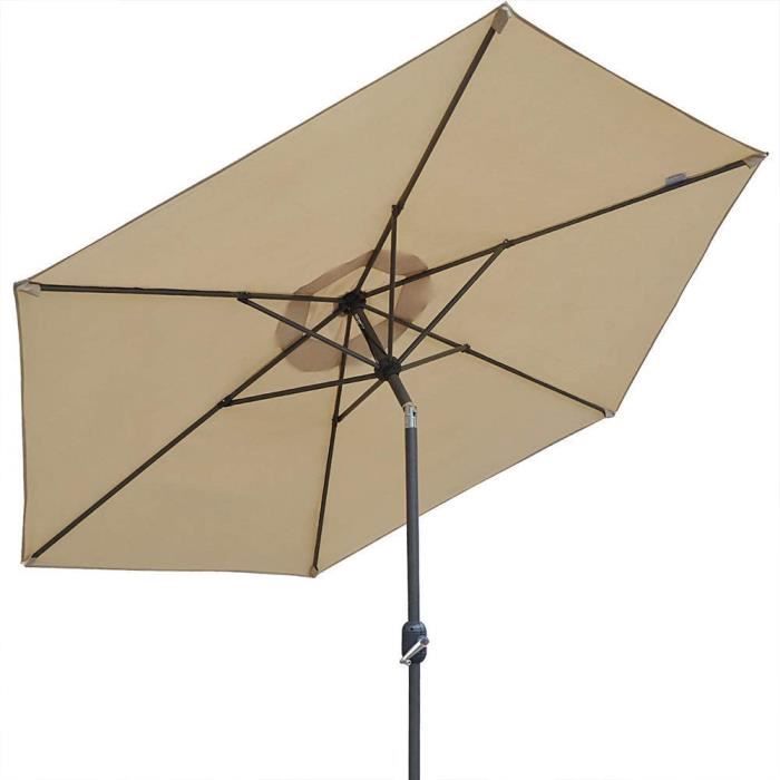 Housse De Protection Pour Parasol 2,7m Et 3m - Tissu Oxford 420D Résistant Aux UV Et Coupe-vent, Marron