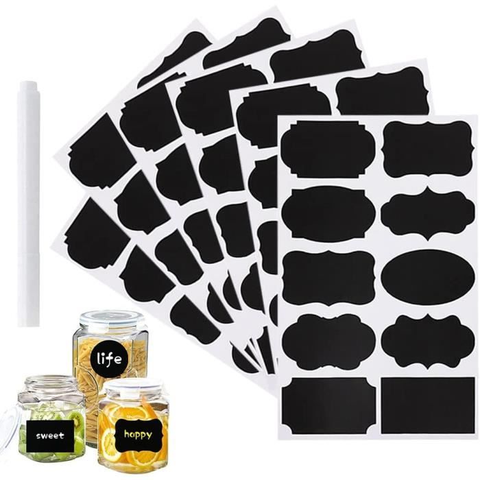 Étiquettes Bocaux,Étiquettes Autocollantes Bocaux Noires,Étiquettes De Tableau Noir,Étiquettes
