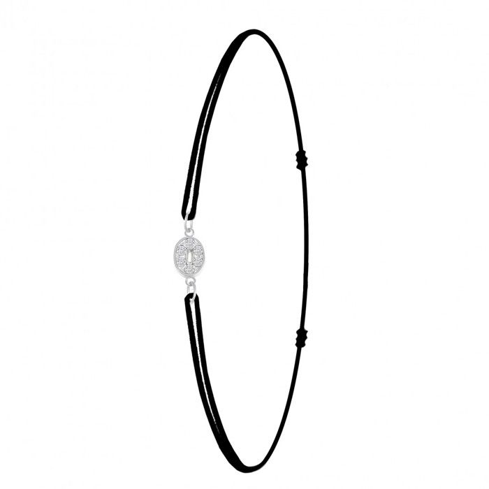 Bracelet - So Charm - Lettre O - Élastique noir - Cristaux SWAROVSKI - Ajustable Bracelet - So Charm - Lettre O - Élastique noir - Cristaux SWAROVSKI - Ajustable
