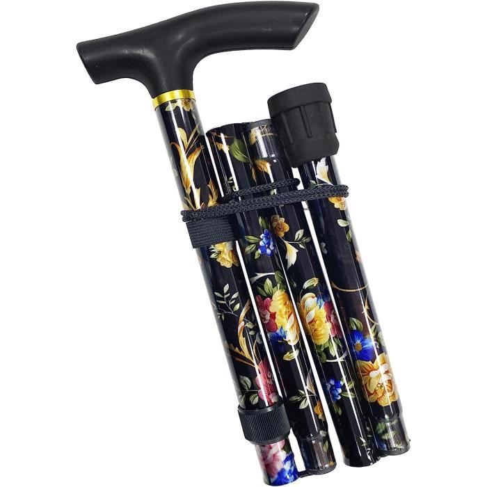 Canne De Marche Noire, Légère, Pliable, Extensible, Réglable Flexible