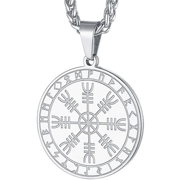Heyice Jewelry Collier Pendentif Viking Valknut Et Futhark En