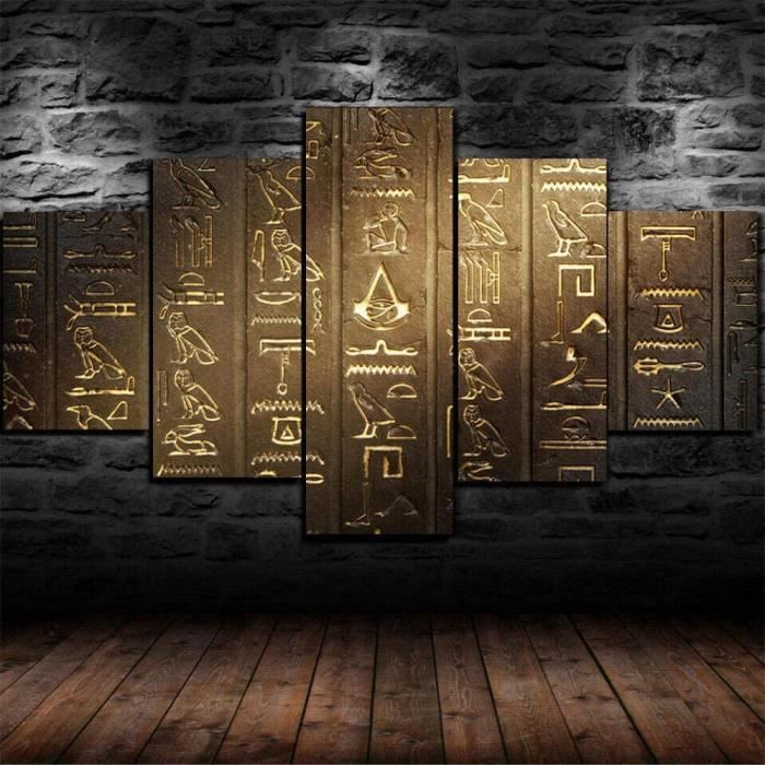 Tableau Déco Égypte Ancienne Hiéroglyphes - Impression Sur Toile 50x100 Cm - Sans Cadre - Décor Mural Africain Pour Salon Bureau - 7