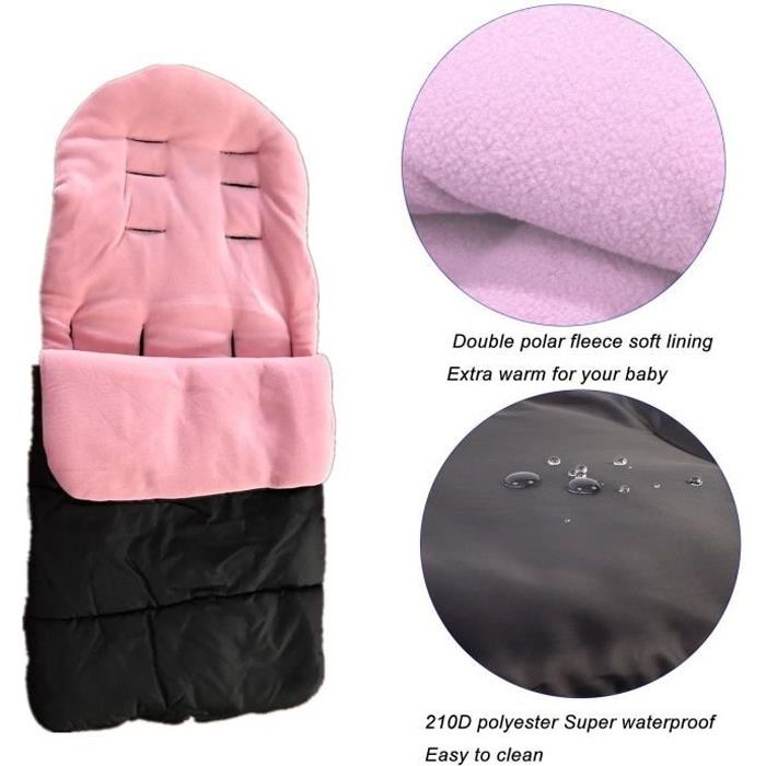 Chancelière universelle pour poussette, housse de siège en coton pour poussette de bébé, sac de couchage,chaude, couvre-jambe Rose