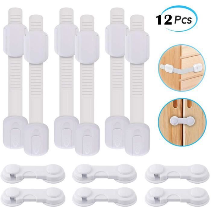 12 pcs Sangle à l'épreuve des enfants Verrouillage de l'armoire pour bébé  Loquets de sécurité pour bébé, pour réfrigérateur, four, siège de toilette,  poubelle 