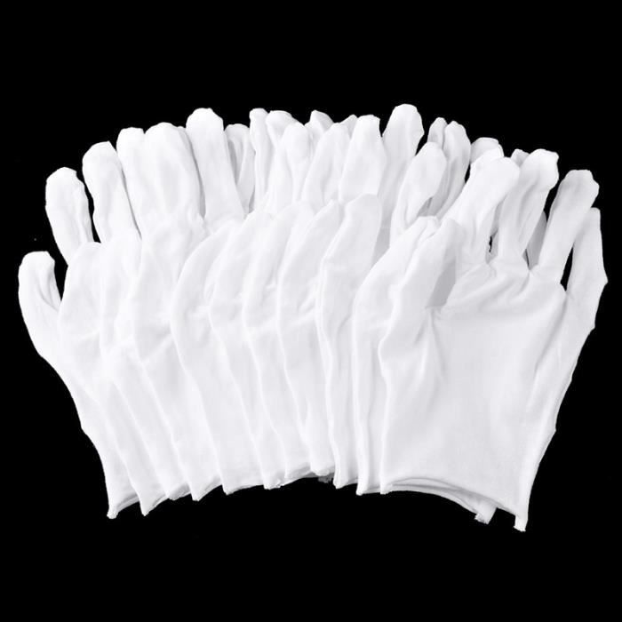 GANT DE MENAGE,Gants de travail en coton blanc,6 paires,doux et fins,faciles à nettoyer,Anti