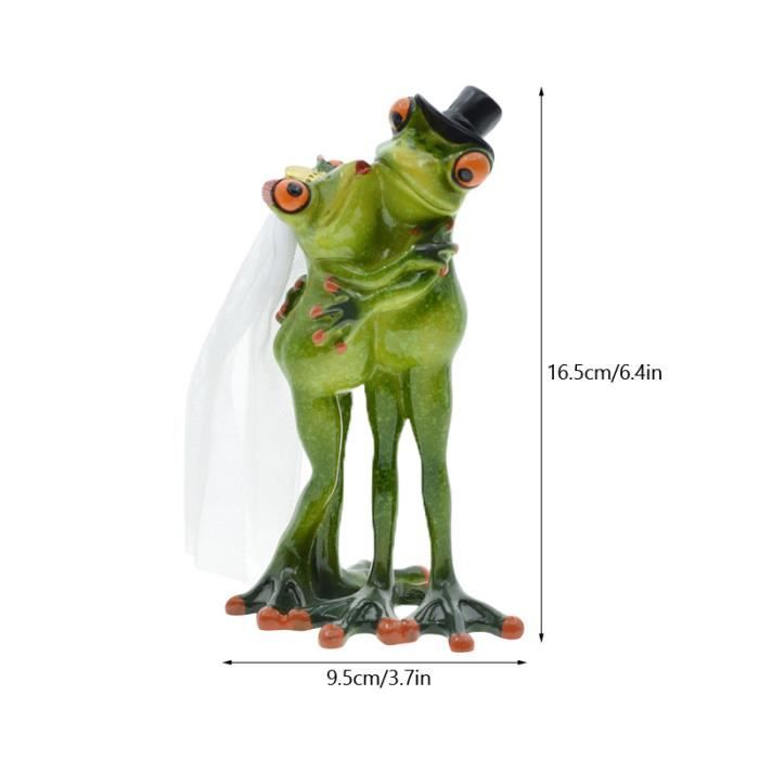 Figurine Céramique Couple De Grenouilles – Vert – Déco Jardin – Sans Marque