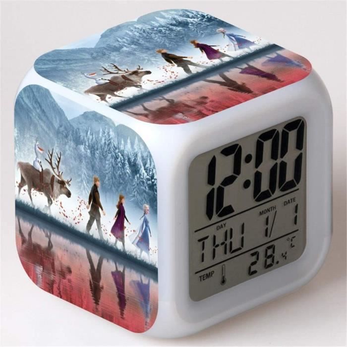 Réveil En Silicone Avec Manchon De Protection En Silicone Réveil Numérique LED Carré Pour Chambres (violet