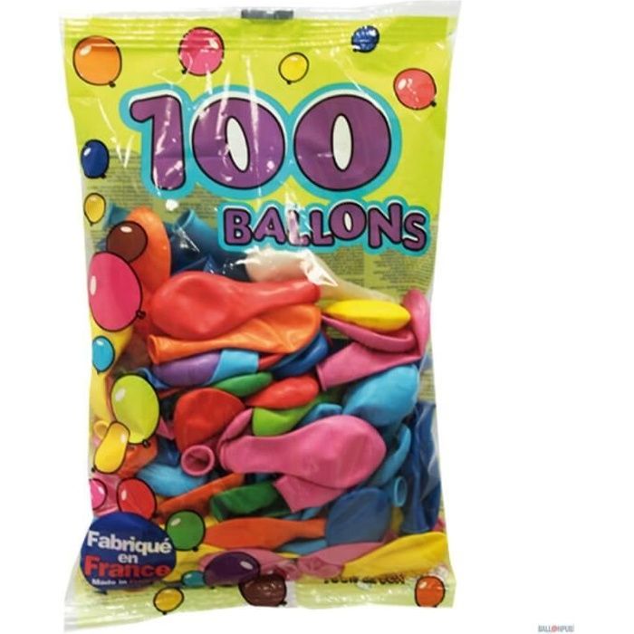 100 Ballons de baudruche multicolores