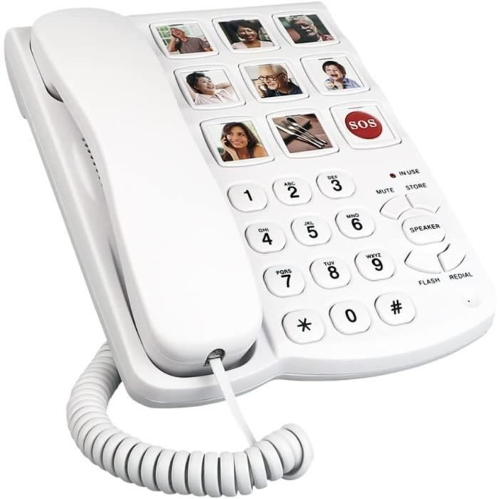 Téléphone à Grosses Touches, Téléphone Fixe Filaire pour Personnes — free download