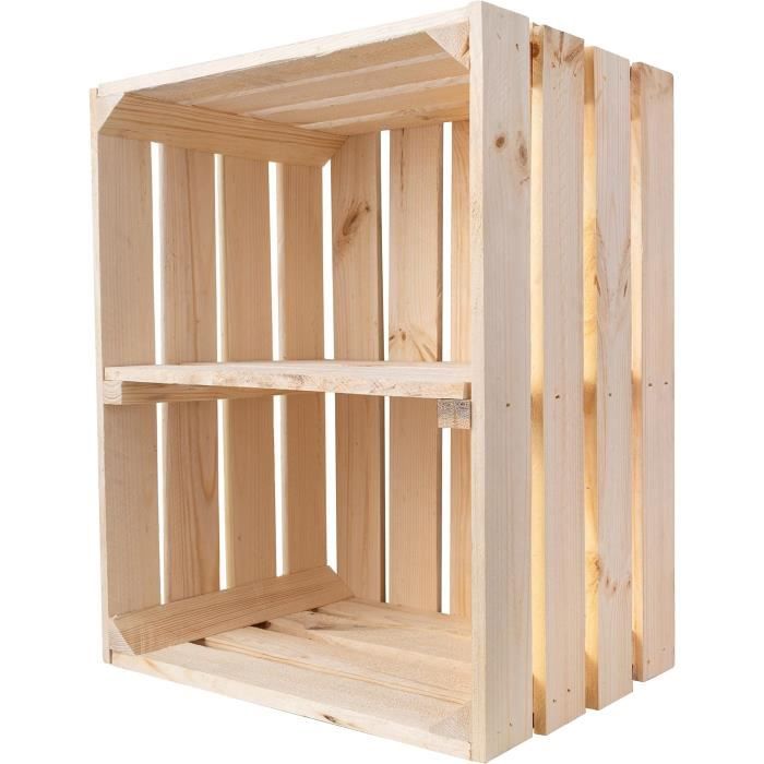 Caisse En Bois Vintage 50x40x30cm - Cagette Déco Stockage Fruits/Vin - Style Rustique