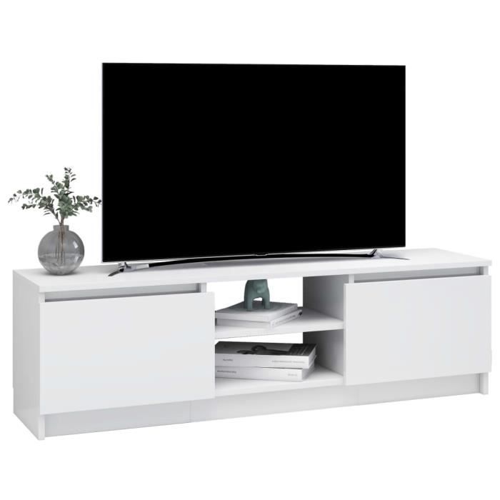Meuble TV Blanc 80x24x32 Cm – Aggloméré, Neuf