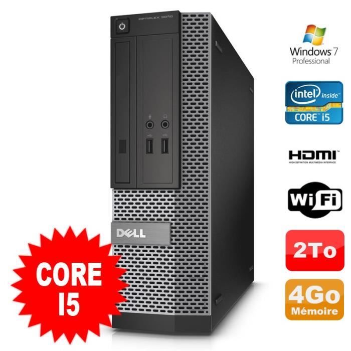 PC DELL Optiplex 3010 SFF Intel I5-2400 DVD 4Go 2000Go HDMI Wifi W7