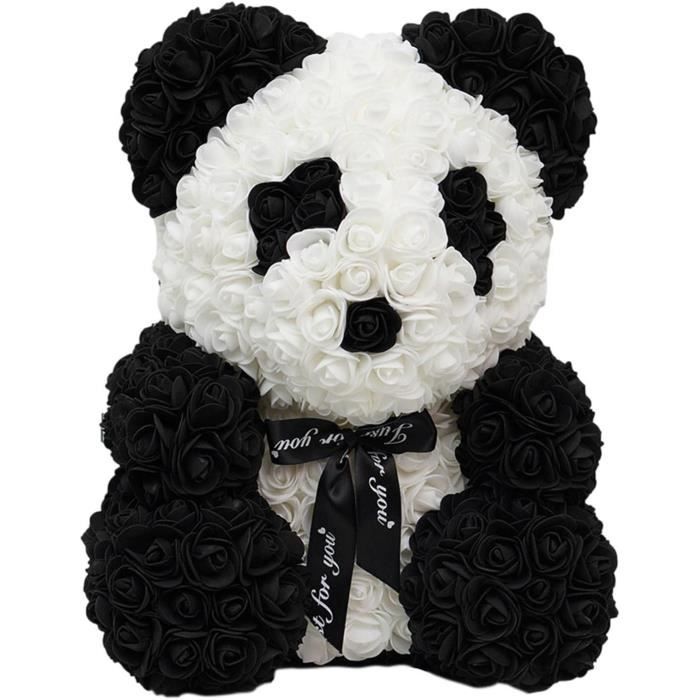Ours En Roses Éternelles 24cm - Décoration Romantique Saint Valentin Avec Boîte Transparente, Ours En Fleurs Pour Maman, Femme, Petite Amie