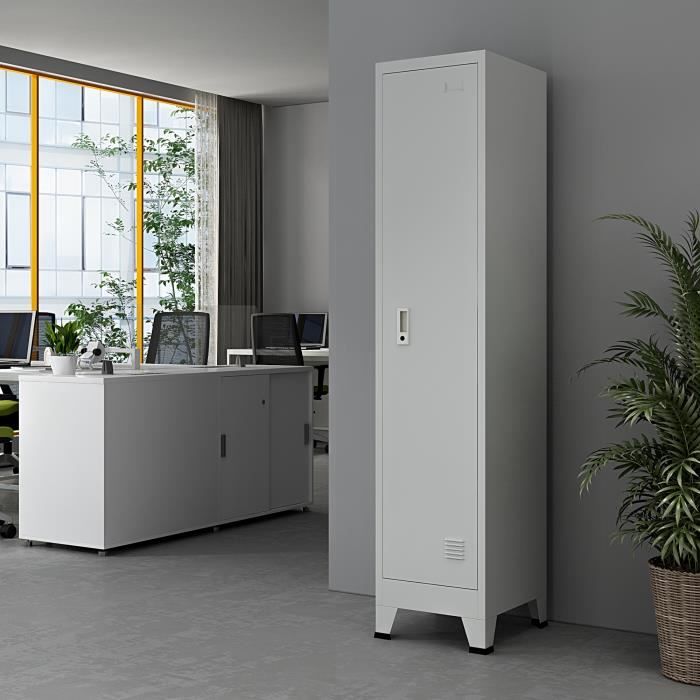 Caisson métallique avec 1 porte Joroinen acier laqué 180 x 38 x 45 cm gris