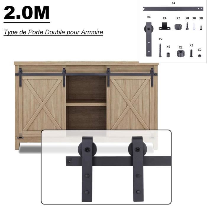 LEYSHOP Kit de Rail Apparent de Porte Coulissante d'Armoire 0.9M - Rail
