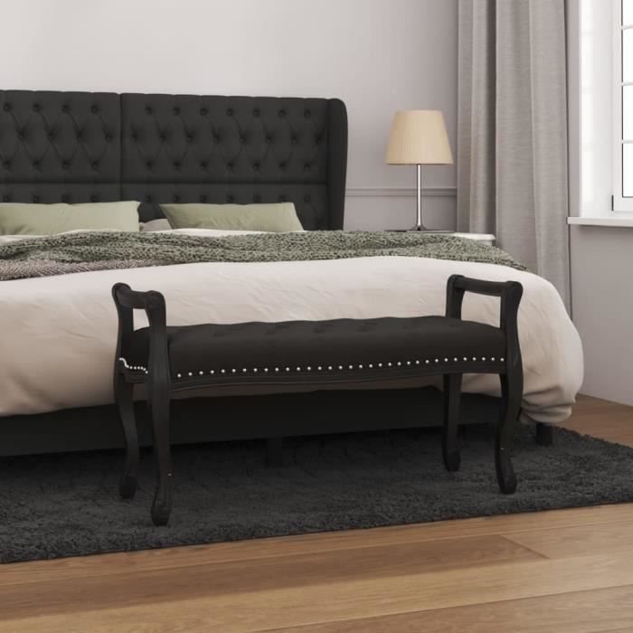banc - famirosa - noir en velours - 110x45x60 cm - siège rembourré en mousse