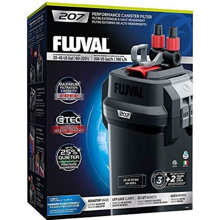 Comparer les prix de Fluval 207 Filtre extérieur pour Aquariophilie 780 l-h Noir (Schwarz)