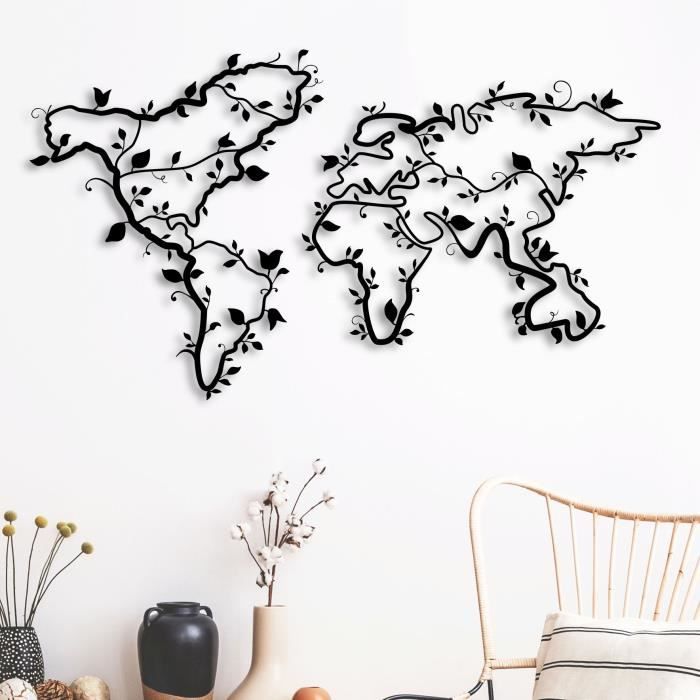 Carte du monde - Lierre (112 x 64 cm) Décoration murale métal noir, Déco  murale métal noir, Décoration murale métallique, Déco salon - Cdiscount  Maison