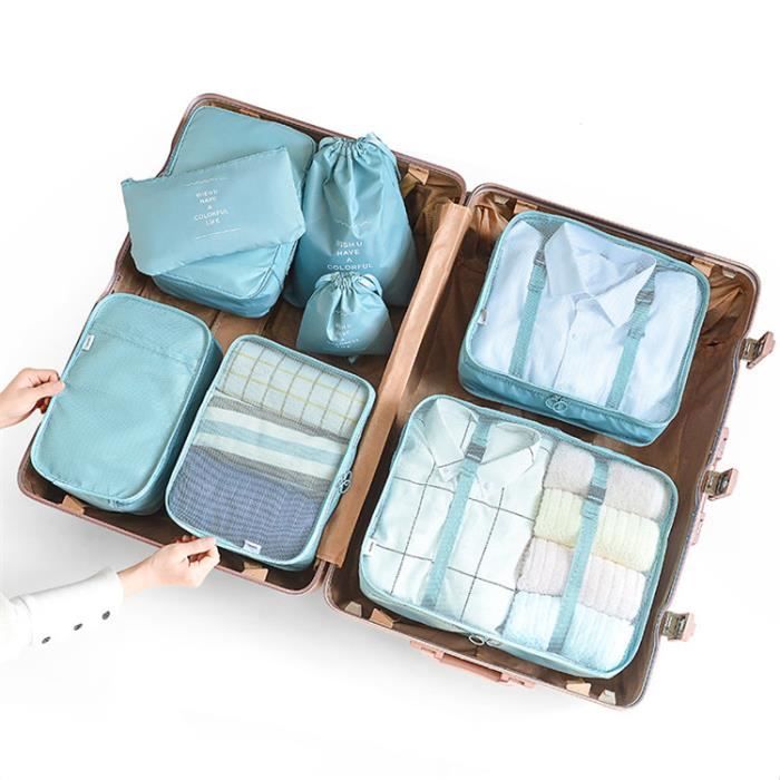 eStore Set de rangement pour sacs de voyage - Bleu clair