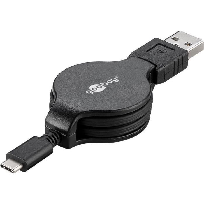 Câble USB type C avec enrouleur - 1 m