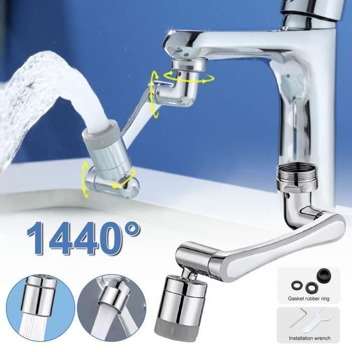 Rallonge De Robinet Rotative 1080° – Adaptateur Anti-Éclaboussures Pour Évier Cuisine – Argenté Plastique – Marque Générique