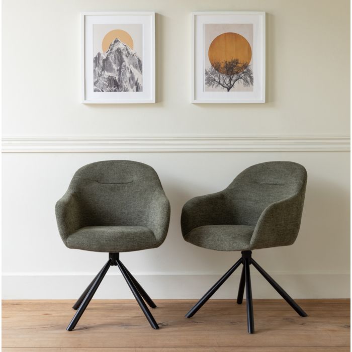 Lot de 2 chaises en tissu vert SAFFI