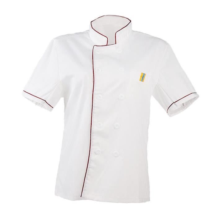 Meilleurs prix pour Veste de Cuisine Uniforme Hommes Femmes Manches Courtes Coton Doux XXL rouge Footful