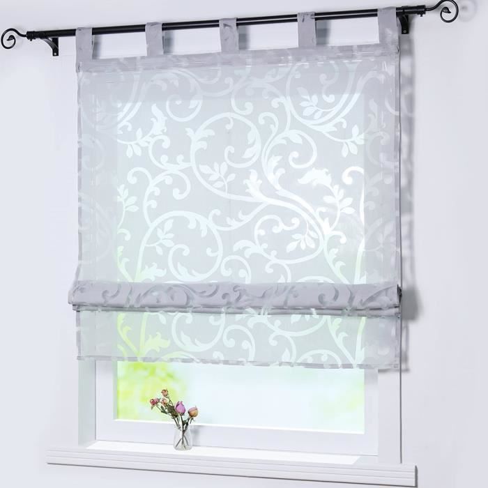 ESLIR Store Bateau Avec Bande Velcro - Rideau Opaque Pour Cuisine Et Salon - Avec Rail Velcro - Gris - 100 X 140 Cm - 1 Pièce