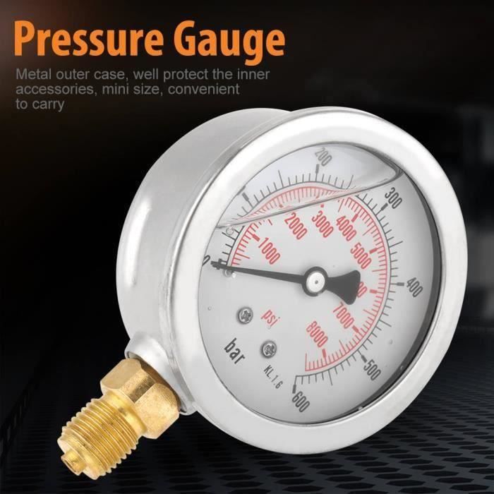 Betian-Manomètre hydraulique jauge de pression stable 0-8500Psi de ...
