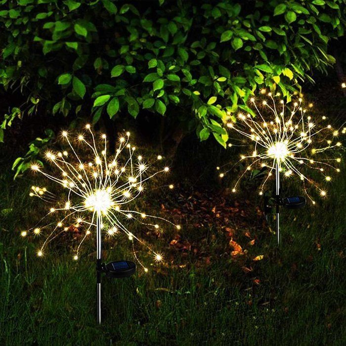 Lot 2 balises solaires - LUMISKY - FIREWORKS SPIKE - LED effet feu d’artifice - H97 cm - Eclairage extérieur décoratif